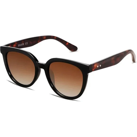 💫 Women Black Trendy Cat Eye Sunglasses Round Polarized Fashion Sunnies Eyewear - Picture 3 of 5